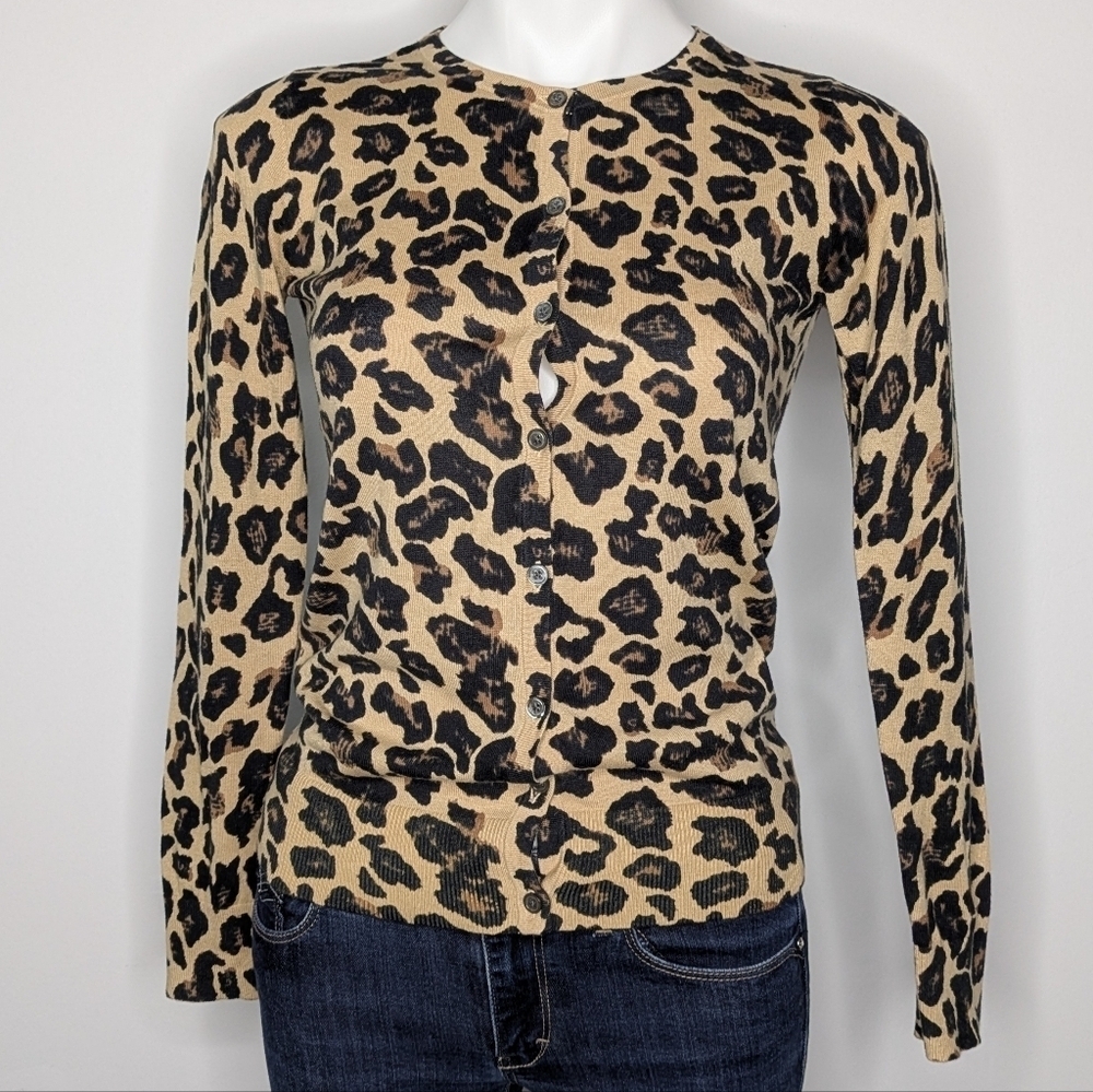 41 Hawthorn Black Tan Cheetah Leopard Animal Long Sleeve Lightening Cardigan XS